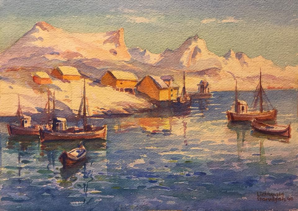 Storvågan, Kabelvåg, Lofoten 1940 by Marianne lichtwald Hallbauer (with courtesy of Marianne's grandson Hans Hallbauer)